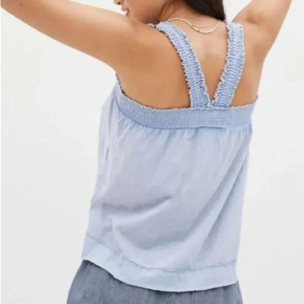 Anthropologie Pilcro Women's Smocked Elastic Straps Tank Top Blue Cotton Size XS - Picture 3 of 12